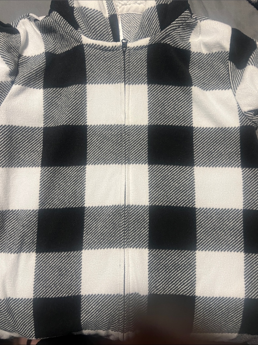 Black & white plaid kids onesie pajamas.
